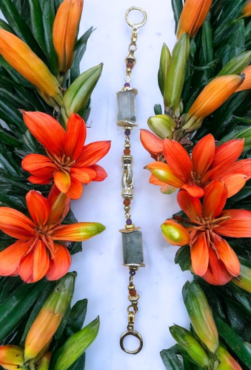 Bijou de corps HANOÏ préhnites, rubis, cornalines fleurs orangées