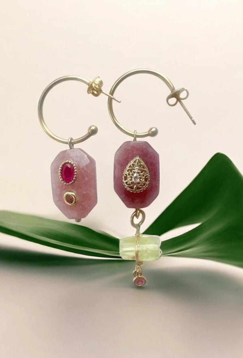 Boucles d'oreilles PONDICHERY asymétriques créoles