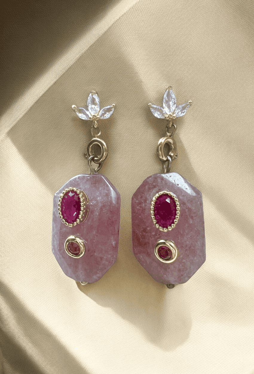 Boucles d'oreilles PONDICHERY symétriques puces fleurs