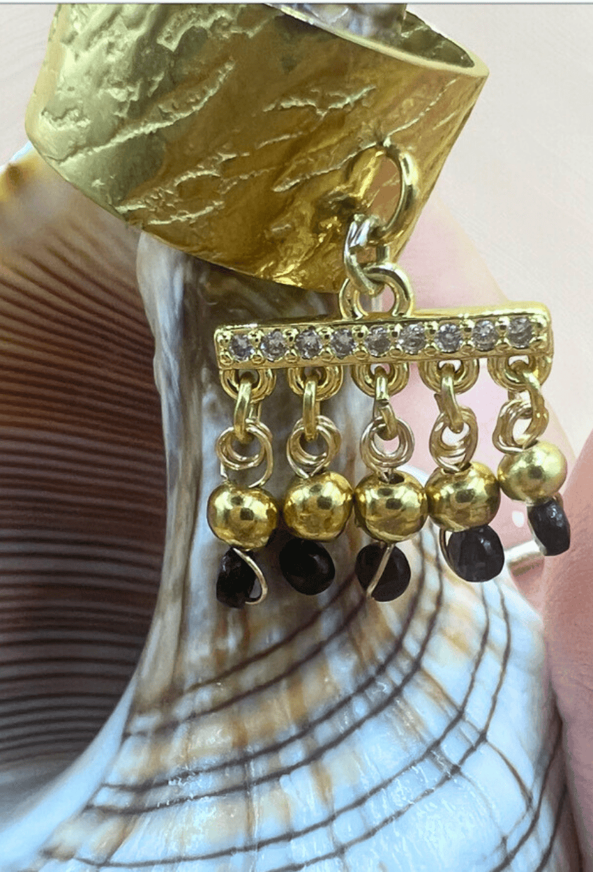 Bague APU tourmalines noires coquillage