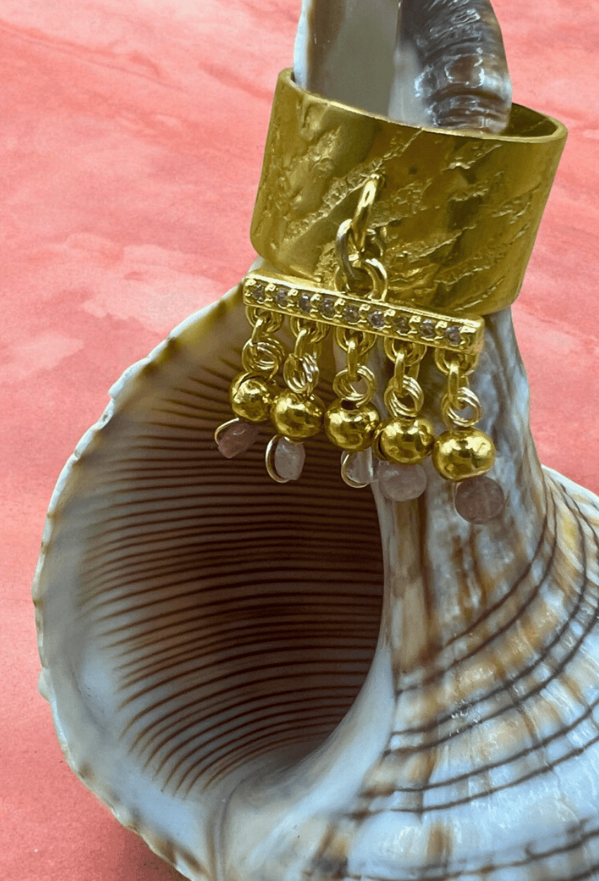 Bague APU tourmalines roses coquillage