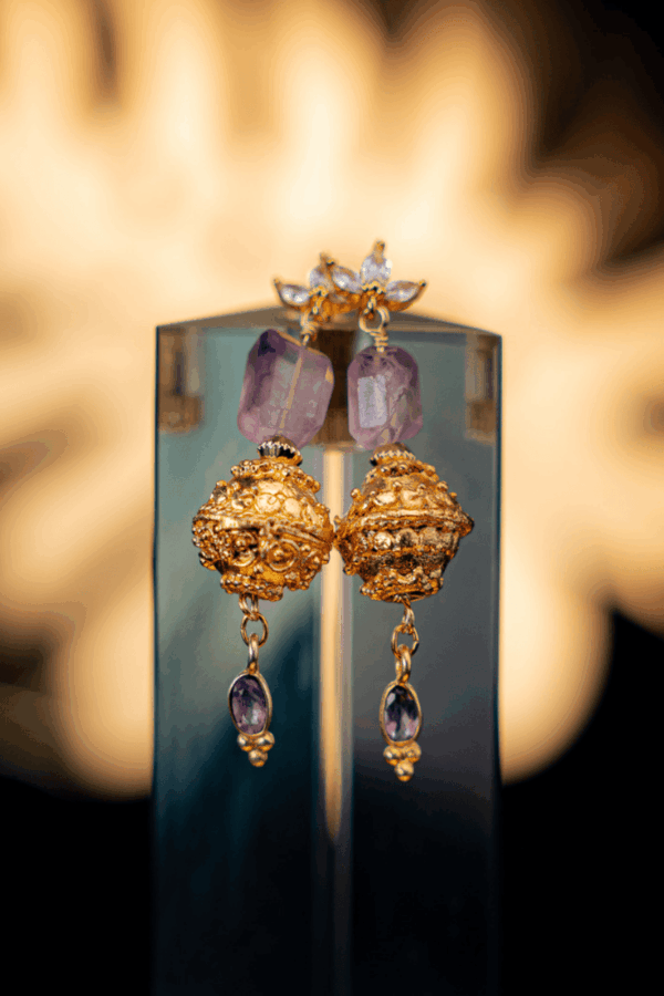 Boucles BAMAKO fluorites et améthystes