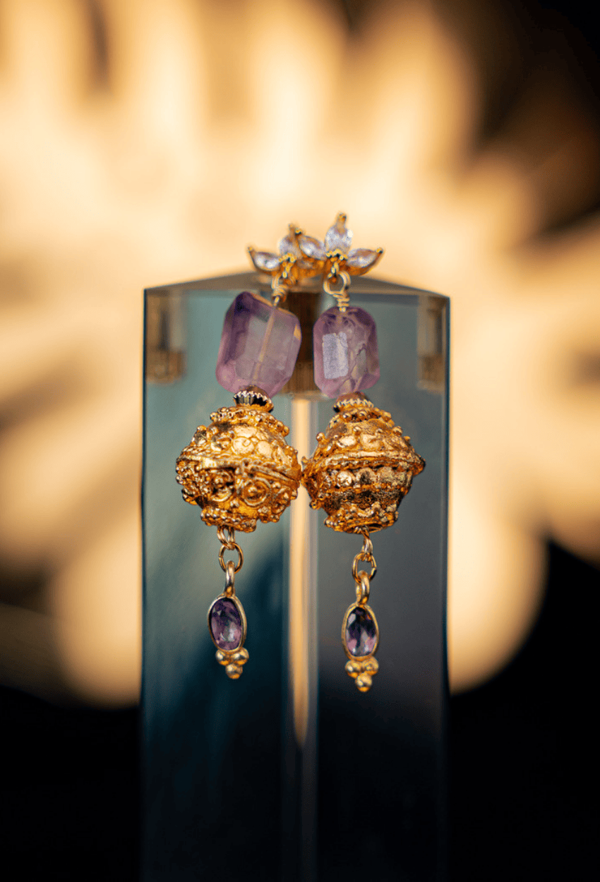 Boucles BAMAKO fluorites et améthystes