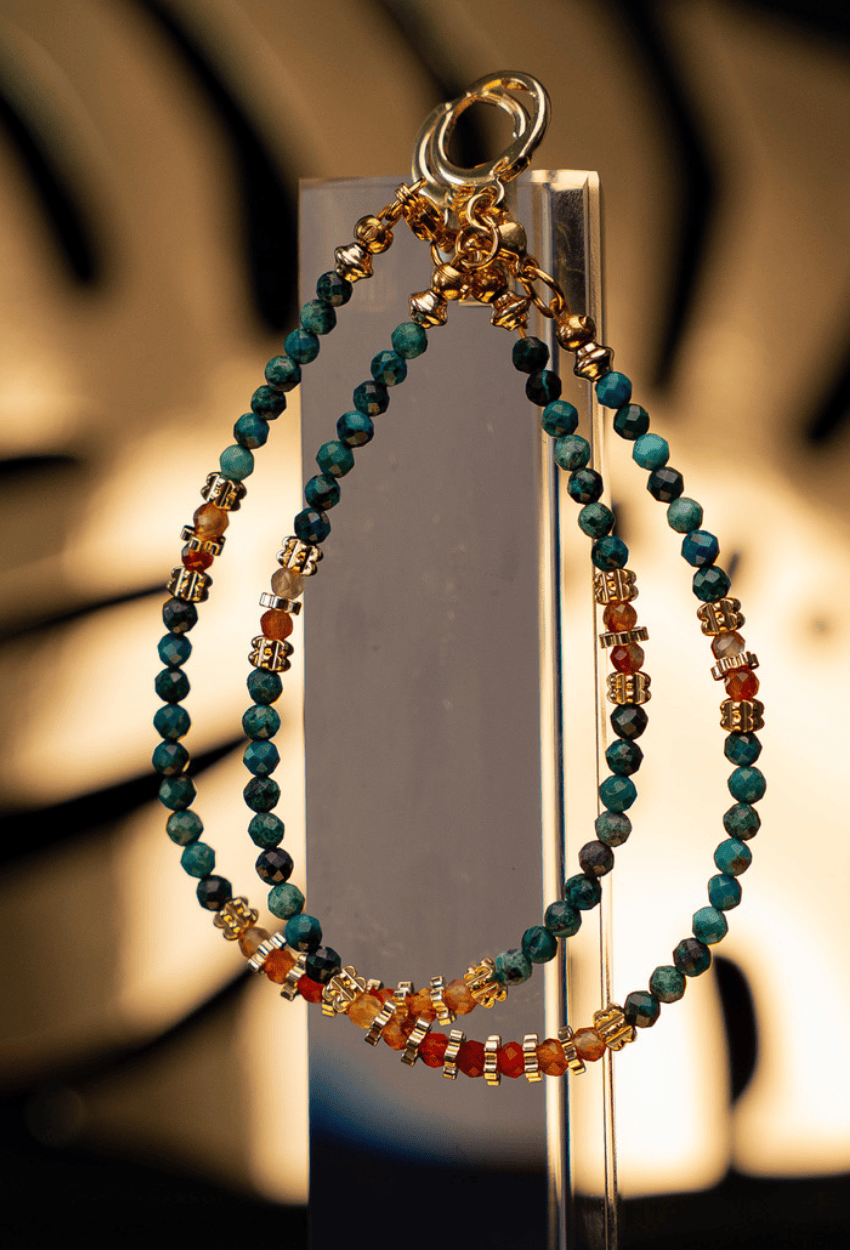 Boucles JOHANNESBURG vert-orange prisme