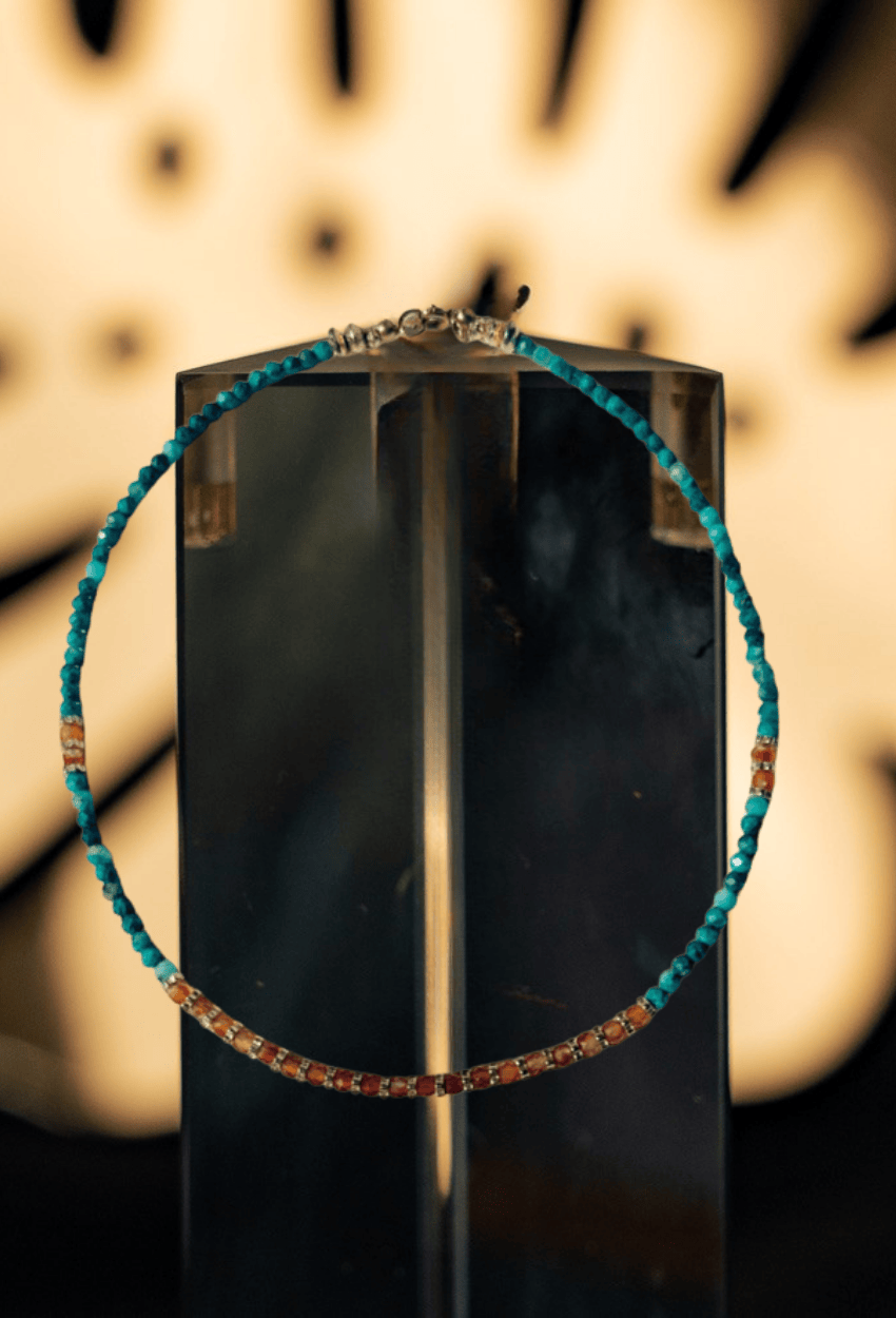 Collier JOHANNESBURG chrysocolles - cornalines