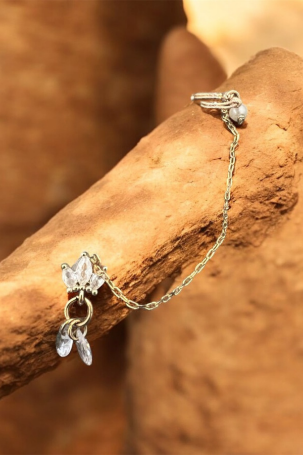 Puce zircons chaînette modulable et ear-cuff ajustable