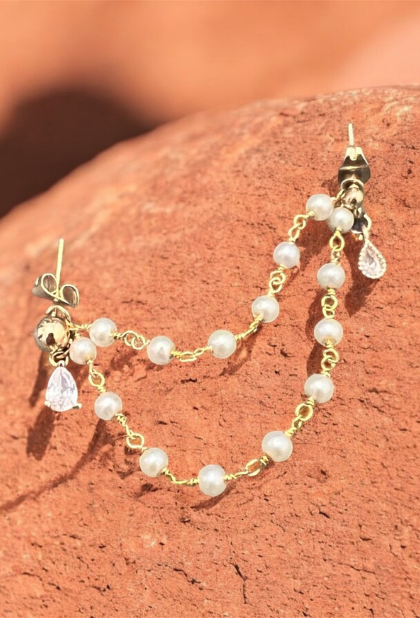 mignardise double chaînette et ses puces zircons