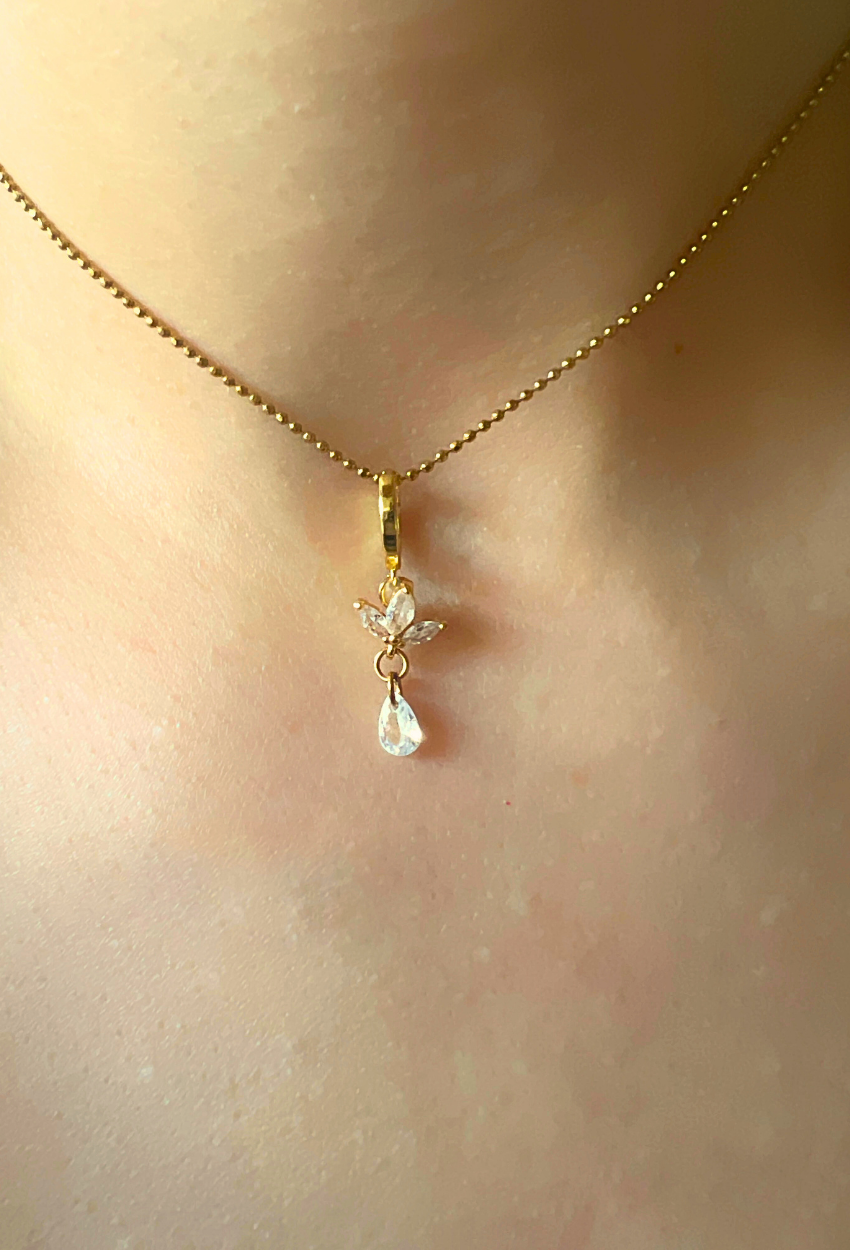 Mignardise mini-créole fleur zircon pendentif